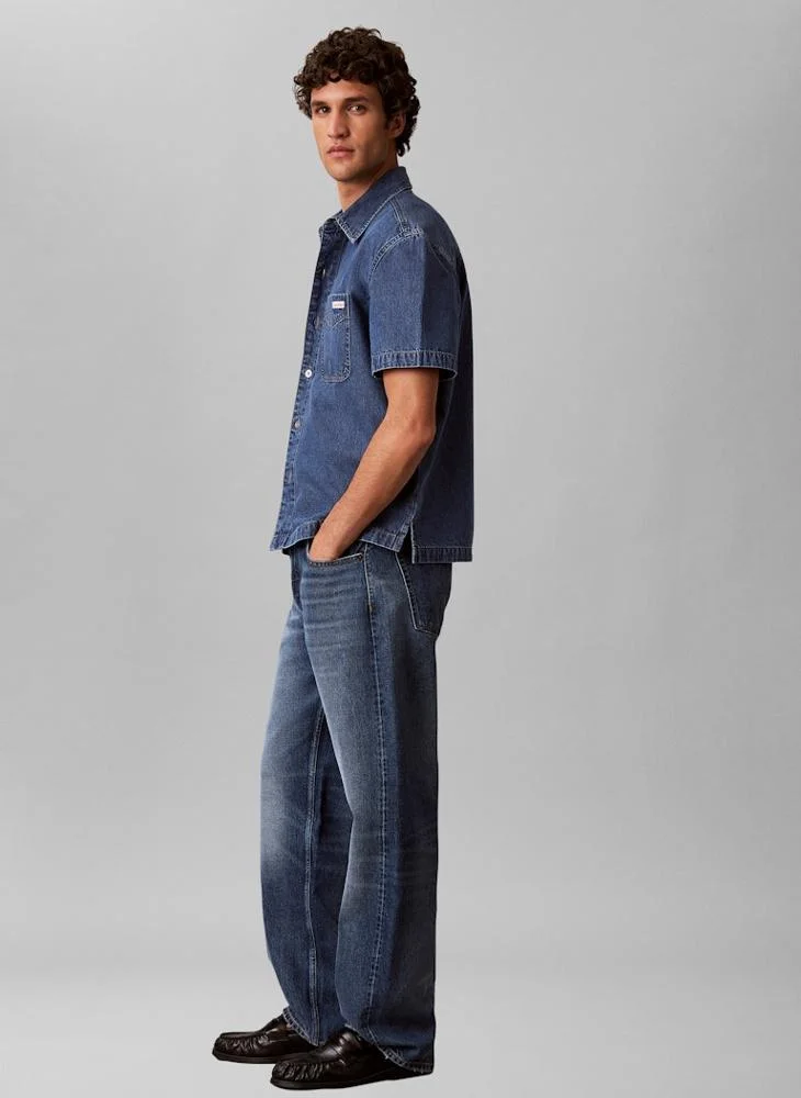 Calvin Klein Jeans BECKFORD BLUE Boxy Denim Short Sleeve Shirt for Men | Best Price UAE
