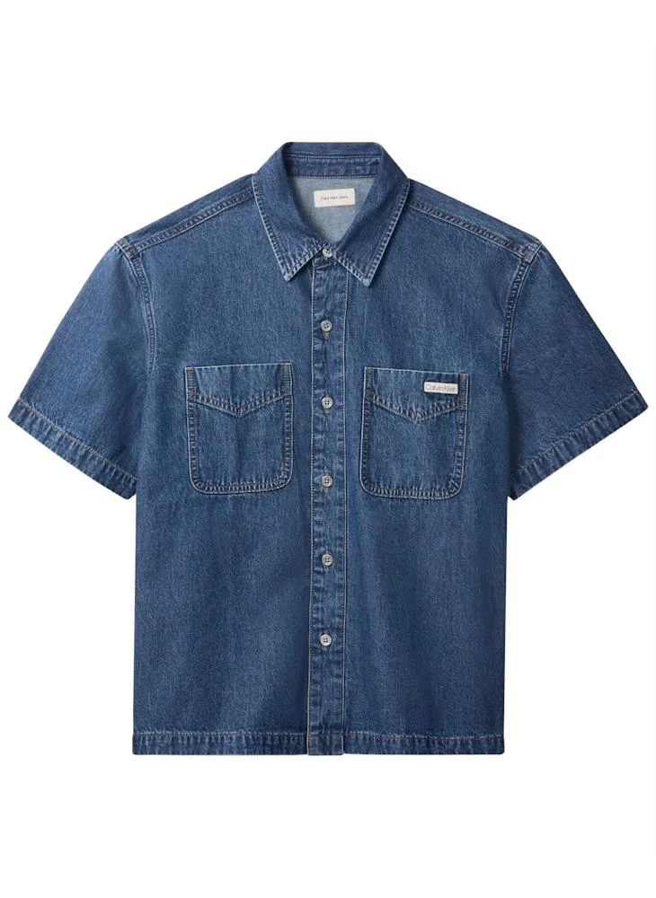 Calvin Klein Jeans BECKFORD BLUE Boxy Denim Short Sleeve Shirt for Men | Best Price UAE
