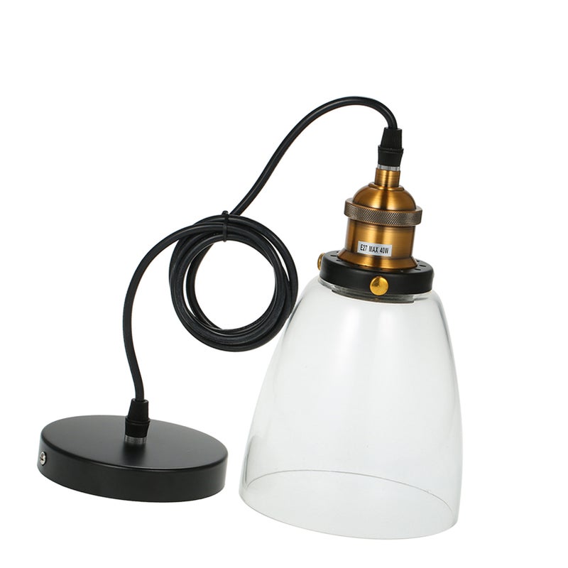 Glass Pendant Light Lamp Retro Vintage E27 Bulb Base Socket Simple Compact Design for Restaurant Living Room Cafe Shop Bedroom - Image 1