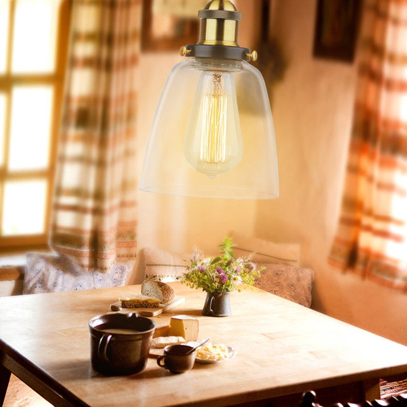 Glass Pendant Light Lamp Retro Vintage E27 Bulb Base Socket Simple Compact Design for Restaurant Living Room Cafe Shop Bedroom - Image 5