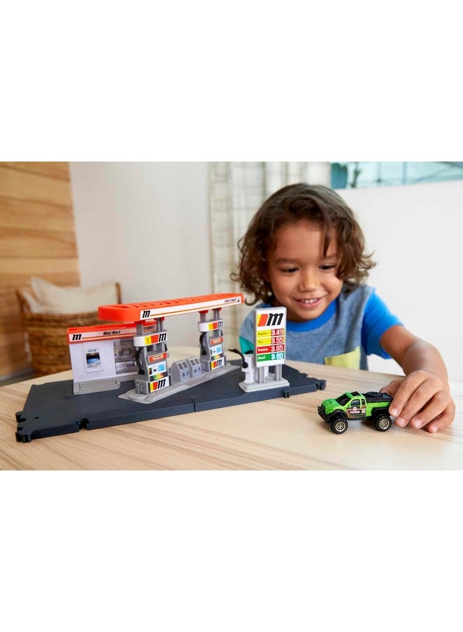 MATCHBOX Matchbox Toy Cars Playset, Action Drivers Fuel Station & 1:64 Scale Toy Truck, Moveable Gas Hoses & Car-Activated Features - Image 2