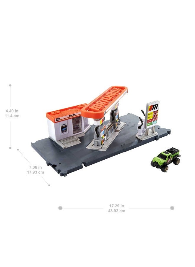 MATCHBOX Matchbox Toy Cars Playset, Action Drivers Fuel Station & 1:64 Scale Toy Truck, Moveable Gas Hoses & Car-Activated Features - Image 3