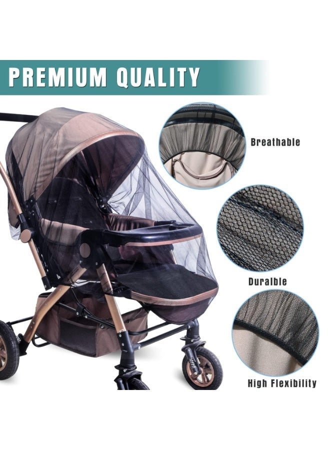 Amanli Baby Stroller Mosquito Net (2 Pack) - Durable Mesh Protection for Bassinets, Cradles, Playards, Pack N Plays & Portable Mini Cribs | Breathable Universal Fit Insect Barrier (Black) - Image 3