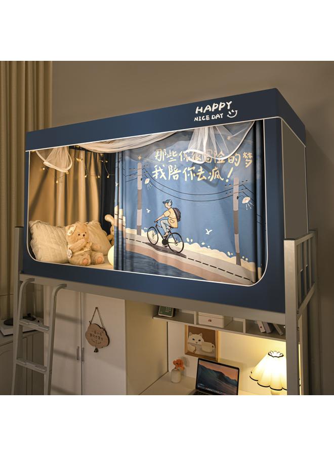 Bluejw New Installation-free Strong Shading Student Bed Curtain Mosquito Net Three-door Dormitory Single Upper And Lower Bed Curtain Wholesale - Image 1