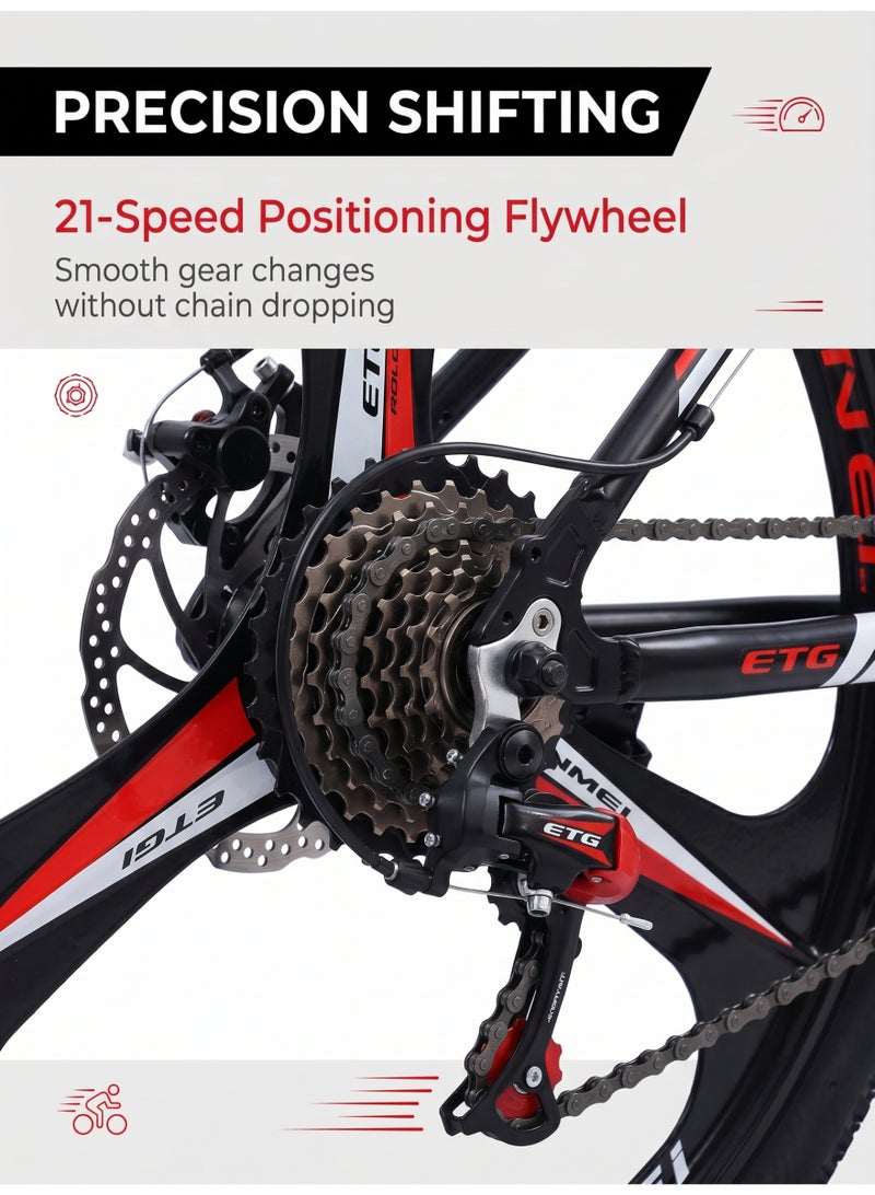 ETG 26-Inch 21-Speed Foldable Mountain Bike – High Carbon Steel Frame, 3-Blade Wheel - Image 5