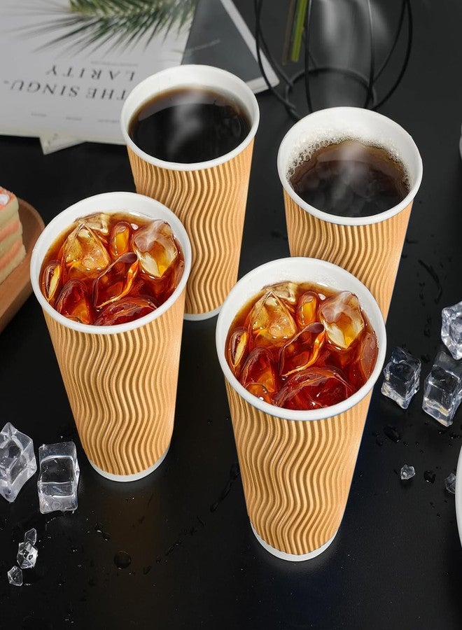 BYSNOW 100 Pack 12 oz Coffee Cups, Disposable Insulated Hot Cups To Go Paper Coffee Cups, Corrugated Ripple Wall Cup for Hot Drink, Office, Coffee Bar (Champagne 12 oz) - Image 5