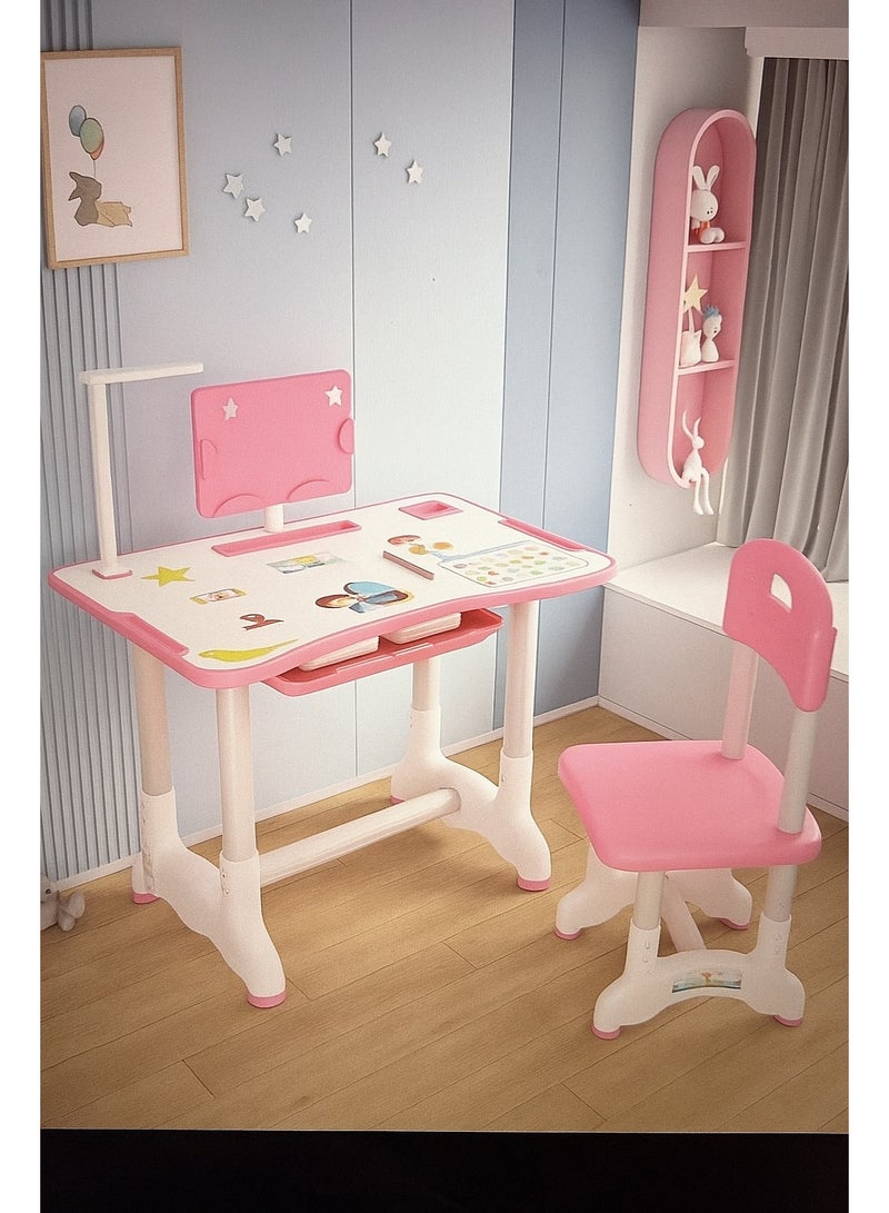 RION Kids Study Table and Chair Set with Lamp | Adjustable Height Study Desk for Kids | Ergonomic Children Study Table for Home & School Use | Durable Plastic & Metal Study Desk for Boys & Girls - Image 1