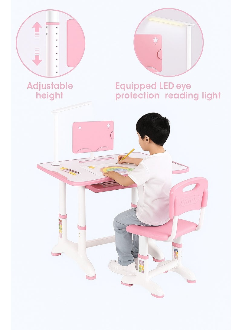 RION Kids Study Table and Chair Set with Lamp | Adjustable Height Study Desk for Kids | Ergonomic Children Study Table for Home & School Use | Durable Plastic & Metal Study Desk for Boys & Girls - Image 2