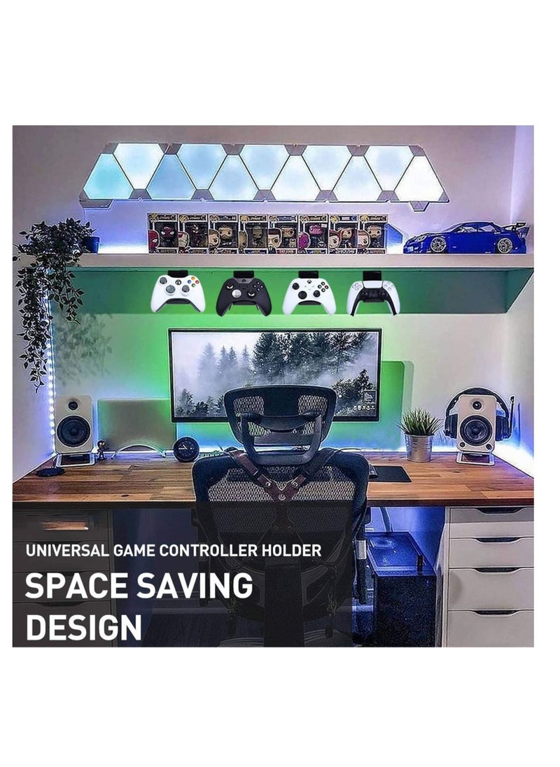 SYOSI - حامل حامل وحدة التحكم تحت المكتب وسطح المكتب (عبوتان) لأجهزة XBOX ONE PS4 PS5 STEAM SWITCH PC، ملحقات وحدة تحكم لوحة الألعاب العالمية مع مشابك الكابلات - إنشاء حصون ألعاب حصرية - أسود - Image 1