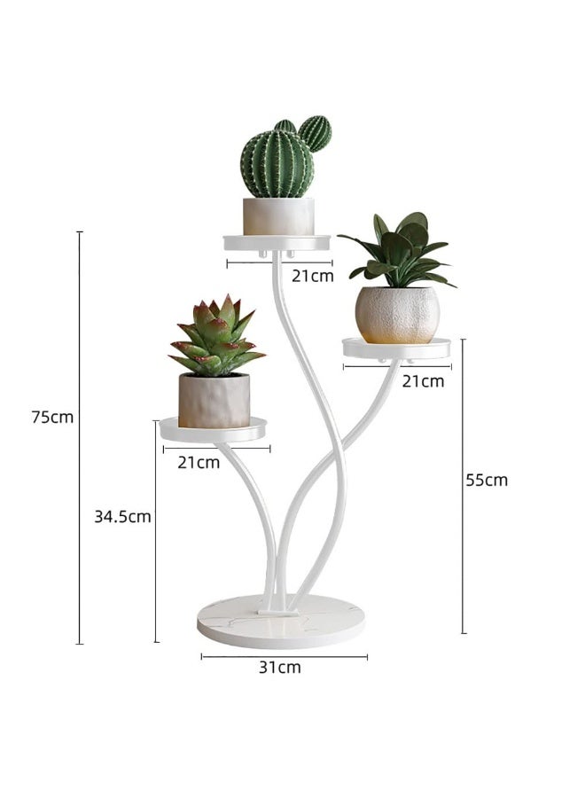Plant Stand Indoor Outdoor, Corner Metal Flower Pot Stands for Multiple Plants, 3 Tier Tall Plant Shelf for Patio Garden Balcony Living Room Bedroom, White - Image 2
