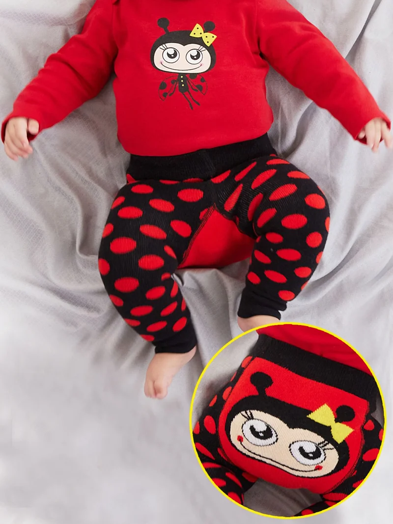 Denokids Baby Girl Ladybug Leggings-Pants Polka Dot Red CFF-22S1-165