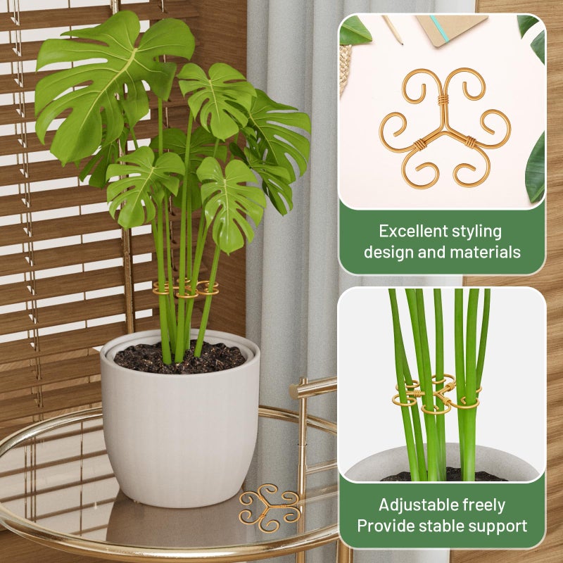 Yeomant 4PCS Iron Monstera Support, Uniquely Designed Plant Support Stakes for Indoor Plants, Stable Plant Stakes and Supports, Turtle Shell Bamboo Clamp Set for Thriving Growth - Image 4