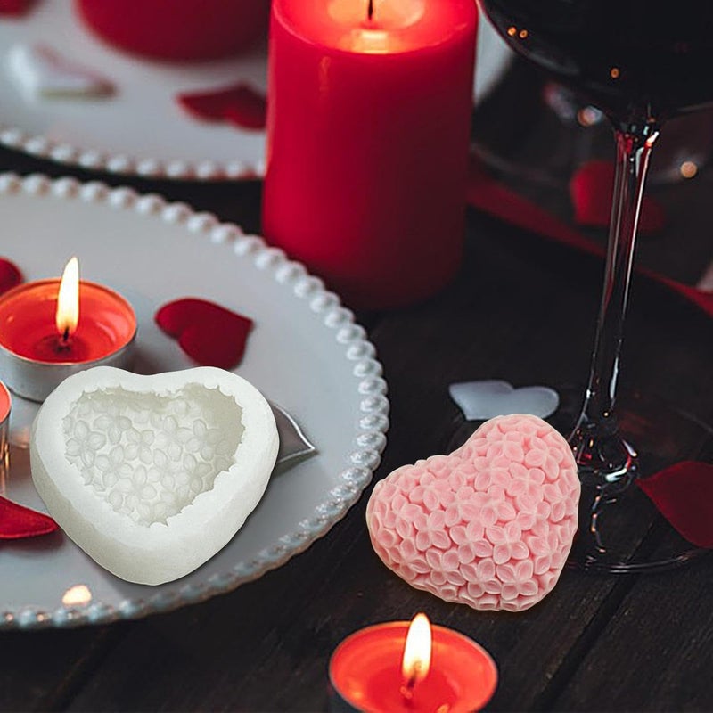 53 Arts 3D Silicone Candle Mould - 1 Cavity Heart with Floral Pattern | Engraved Silicone Mold for Candle Making, Resin, Soap, Clay Crafts - Image 5