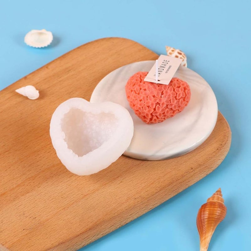 53 Arts 3D Silicone Candle Mould - 1 Cavity Heart with Floral Pattern | Engraved Silicone Mold for Candle Making, Resin, Soap, Clay Crafts - Image 2