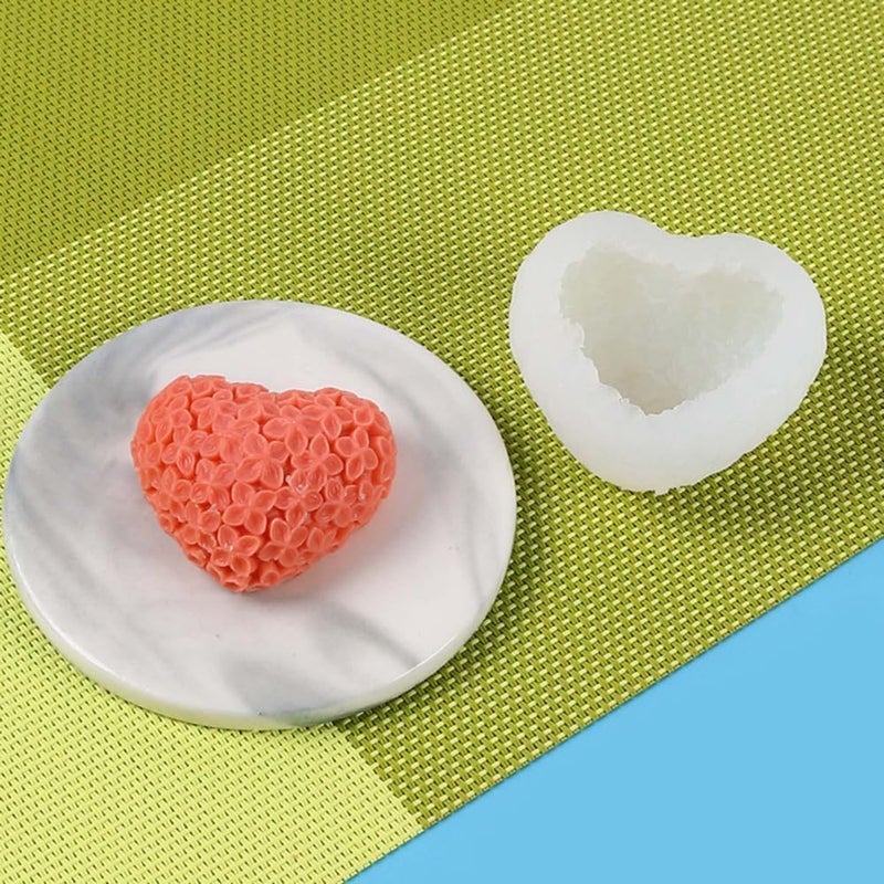 53 Arts 3D Silicone Candle Mould - 1 Cavity Heart with Floral Pattern | Engraved Silicone Mold for Candle Making, Resin, Soap, Clay Crafts - Image 3