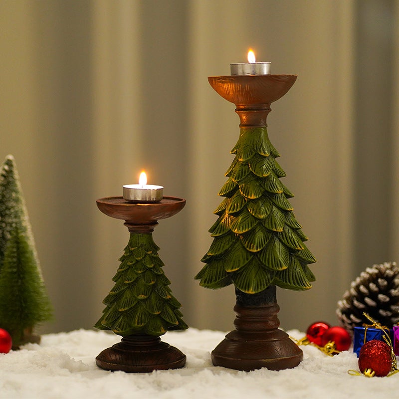 European-Style Resin Christmas Tree Candle Holder – Decorative Ornaments for Home - Image 4