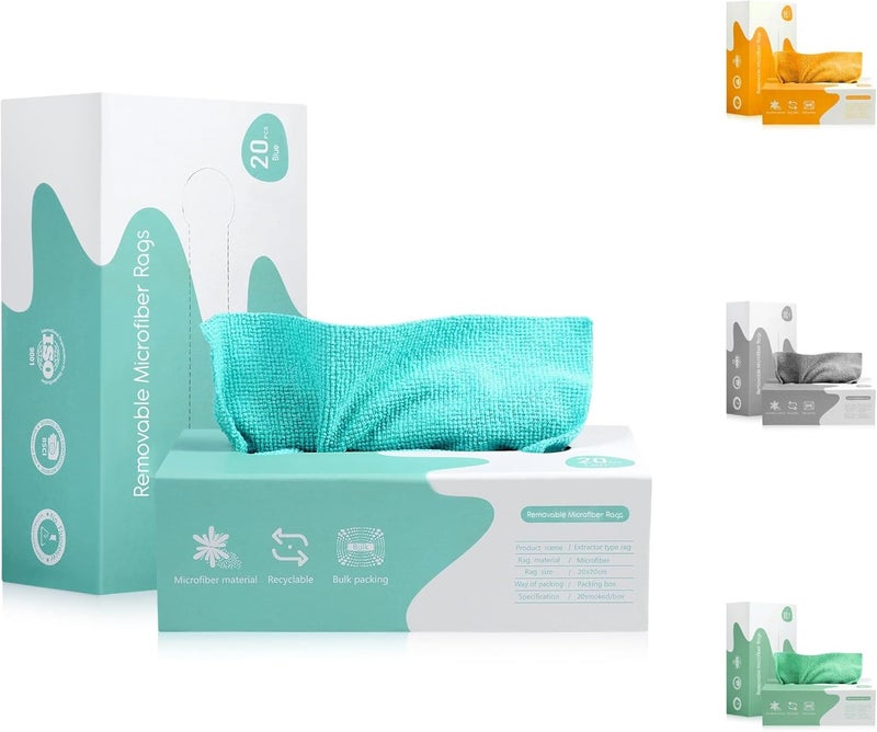 20x Premium Microfiber Cleaning Cloth - Reusable Wipes Box - Multi-Purpose Mi... - Image 4
