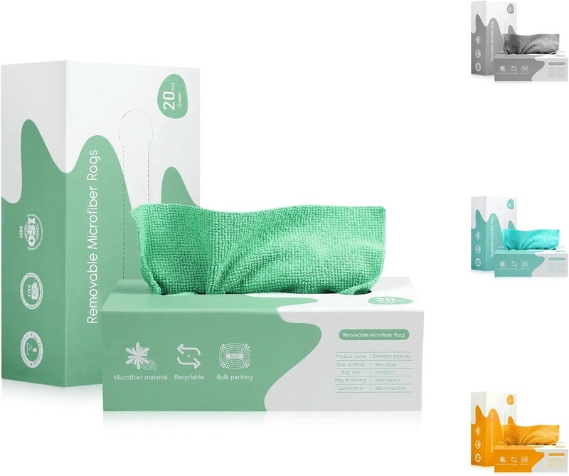 20x Premium Microfiber Cleaning Cloth - Reusable Wipes Box - Multi-Purpose Mi... - Image 1