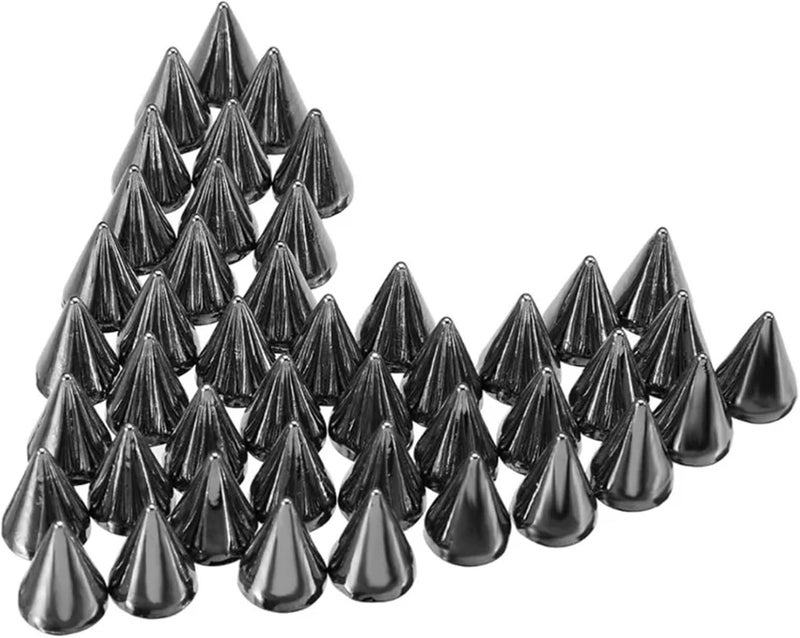 Cone Spikes 500Pcs Black Gold Silver Cone Studs and Spikes DIY Craft Cool Punk Garment Rivets for Clothes Bag Shoes Leather Handcraft(Gold) - Image 2