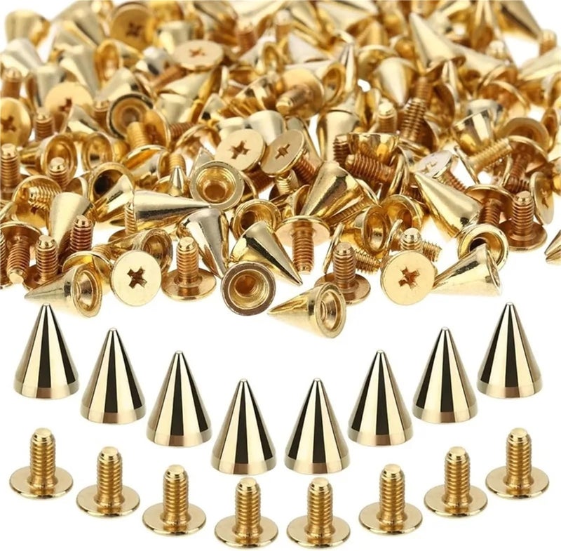 Cone Spikes 500Pcs Black Gold Silver Cone Studs and Spikes DIY Craft Cool Punk Garment Rivets for Clothes Bag Shoes Leather Handcraft(Gold) - Image 4