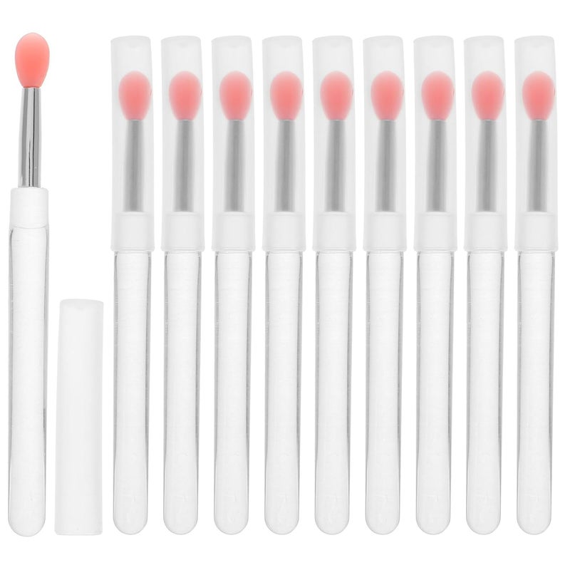 10pcs Reusable Silicone Lip Brush Set with Covers Portable Mini Lipstick and Lip Gloss Applicators for Balm and Scrub Pink Soft Jelly Brushes for Travel and Daily Makeup - Image 1