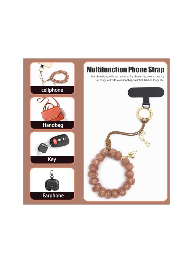 Green Tiger Colorful Natural Stone Phone Charm Wrist Strap with Crystal Beads and Metal Ring, Durable Universal Cellphone Hand Strap Lanyard for Women, Girls, and Gift Accessories - Image 4