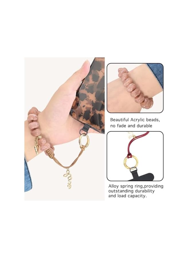 Green Tiger Colorful Natural Stone Phone Charm Wrist Strap with Crystal Beads and Metal Ring, Durable Universal Cellphone Hand Strap Lanyard for Women, Girls, and Gift Accessories - Image 3
