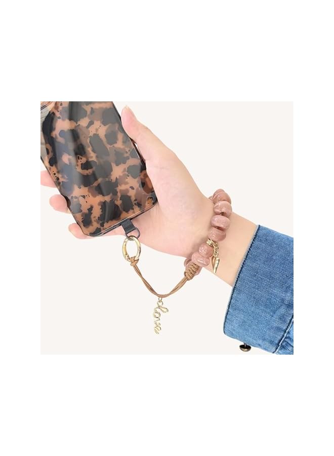 Green Tiger Colorful Natural Stone Phone Charm Wrist Strap with Crystal Beads and Metal Ring, Durable Universal Cellphone Hand Strap Lanyard for Women, Girls, and Gift Accessories - Image 5