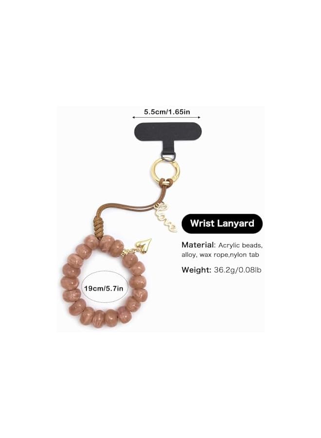 Green Tiger Colorful Natural Stone Phone Charm Wrist Strap with Crystal Beads and Metal Ring, Durable Universal Cellphone Hand Strap Lanyard for Women, Girls, and Gift Accessories - Image 2