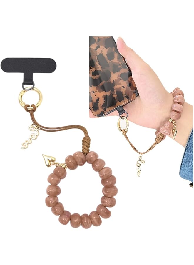 Green Tiger Colorful Natural Stone Phone Charm Wrist Strap with Crystal Beads and Metal Ring, Durable Universal Cellphone Hand Strap Lanyard for Women, Girls, and Gift Accessories - Image 1