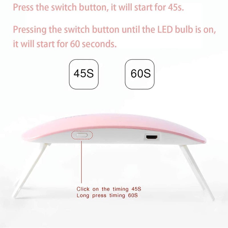 Ritzprime Mini UV LED Nail Lamp Portable Gel Light Mouse Shape Pocket Size Nail Dryer with USB Cable for all Gel PolishPink - Image 5