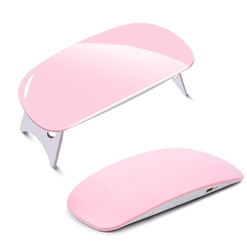 Ritzprime Mini UV LED Nail Lamp Portable Gel Light Mouse Shape Pocket Size Nail Dryer with USB Cable for all Gel PolishPink - Image 1