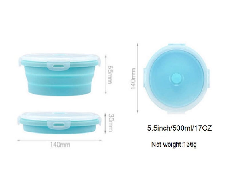 trrcylp 3Pack Collapsible Silicone Food Storage Containers with Lid 40OZ Foldable Lunch Bowl for Microwave Freezer Dishwasher Safe (500ml) - Image 2