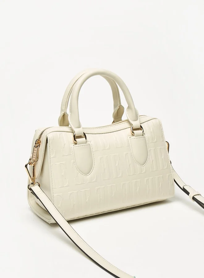 ايل Women Monogram Embossed Tote Bag with Detachable Strap and Zip Closure