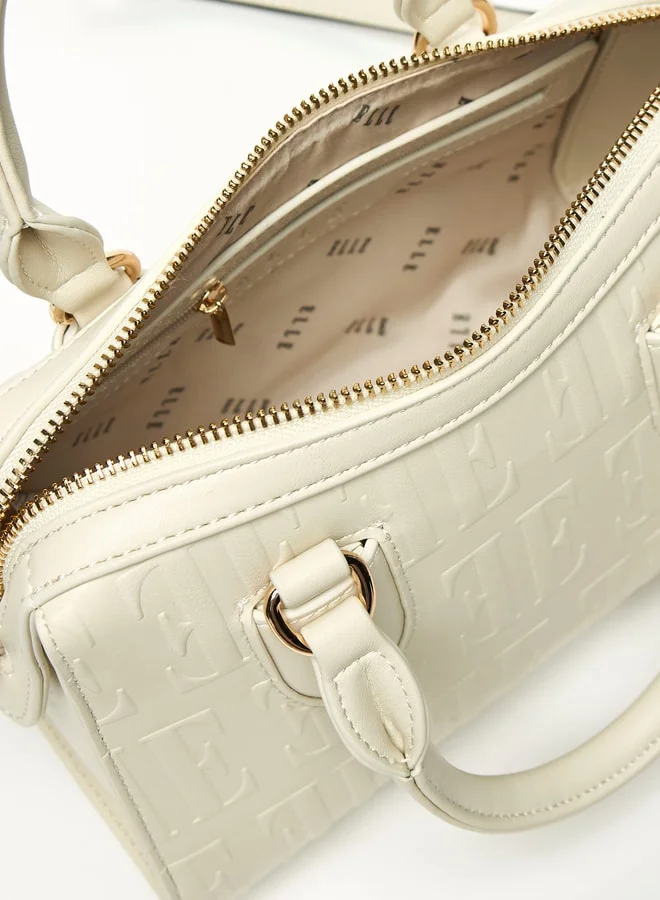 ايل Women Monogram Embossed Tote Bag with Detachable Strap and Zip Closure
