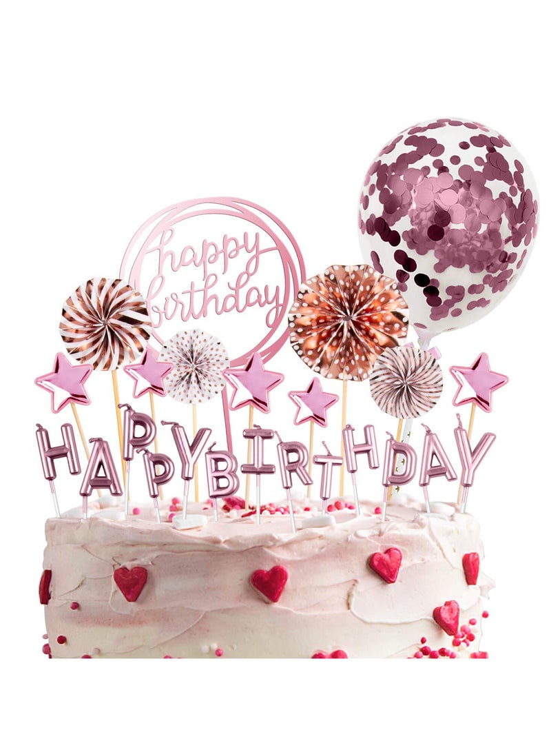RTYY Happy Birthday Letter Birthday Candle, Birthday Candle Baking Dessert Cake Party Romantic Atmosphere Decoration Birthday Cake Top Decoration Cupcake Decoration(Rose Gold) - Image 3