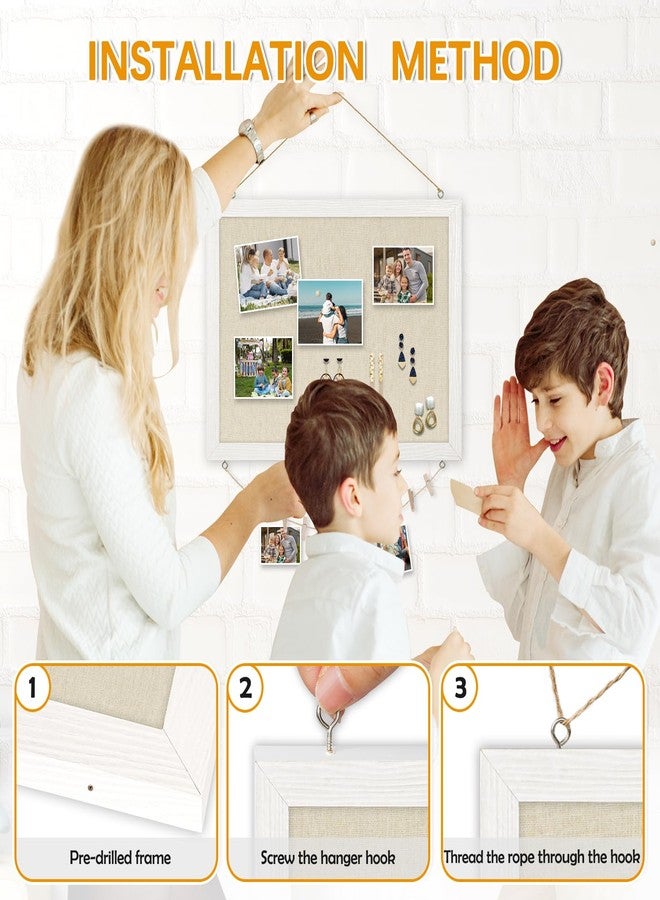 DOLLAR BOSS Bulletin Boards with Linen 1-Pack 16''X 12'' Double-Sided Cork Board for Walls Wood Framed Bulletin Boards, Small Pin Board for Home Kitchen Office Decorative Hanging 10 Pushpins - Image 5