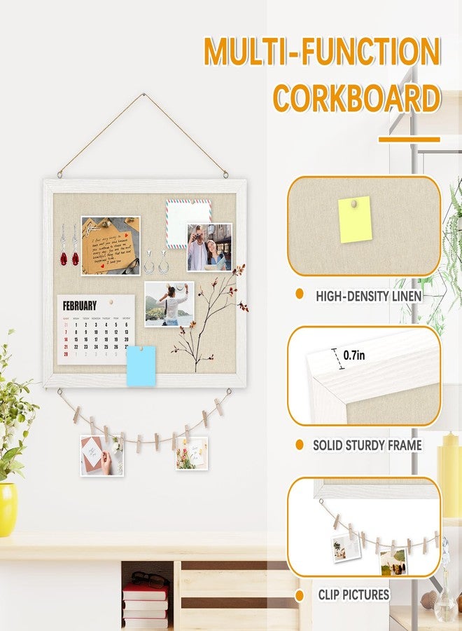 DOLLAR BOSS Bulletin Boards with Linen 1-Pack 16''X 12'' Double-Sided Cork Board for Walls Wood Framed Bulletin Boards, Small Pin Board for Home Kitchen Office Decorative Hanging 10 Pushpins - Image 4