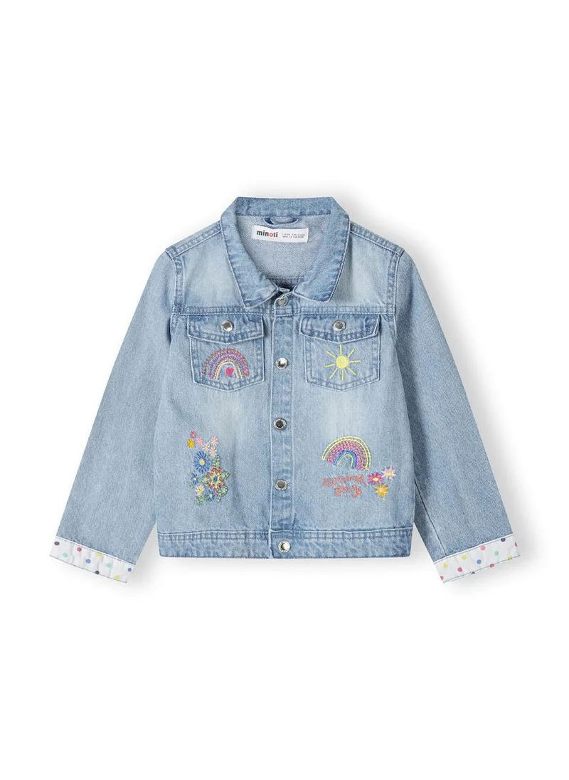 مينوتي Kids Girls Embroidered Denim Jacket
