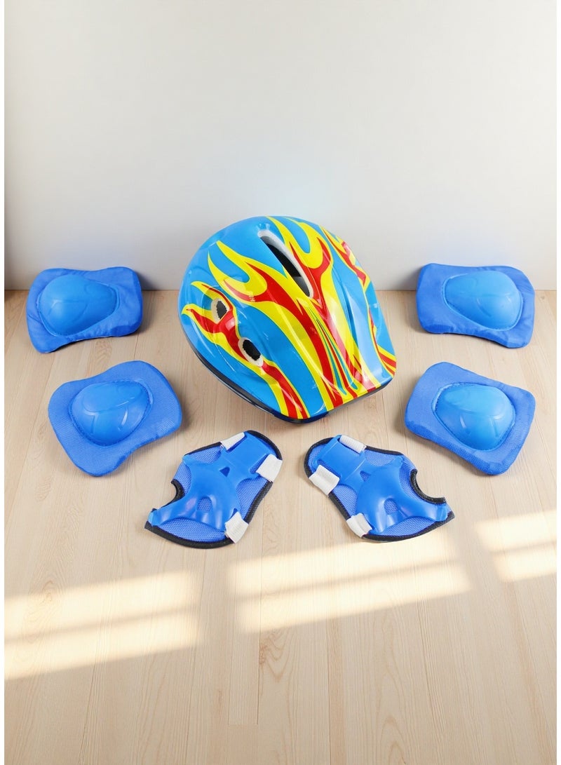 Kids’ 7-in-1 Sport Protection Kit: Helmet + Knee Pads + Elbow Pads + Wristbands Guards for Boys & Girls – 3 Color Options (Pink, Red, Blue) - Image 1