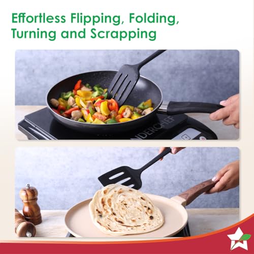 Wonderchef Waterstone Silicon Turner | Stainless Steel Core | Food Grade Silicone | Ideal Thickness | Use for Flipping, Turning, Scrapping, Mixing | Non-Stick, Flexible, Heat Resistant, Stylish Design - Image 3