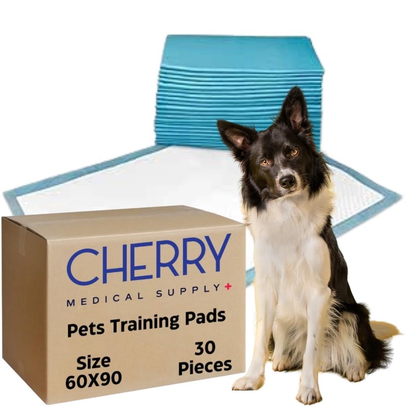 Cherry Medical Supply 30-Pieces Packed in 3 Pouches 60 cm x 90 cm XL Pet Training Paads & Puppy PADS Super Absorbent Pee Padss for Dogs, Leak-Proof Potty Training Paads for Puppies Cats Rabbits Pet