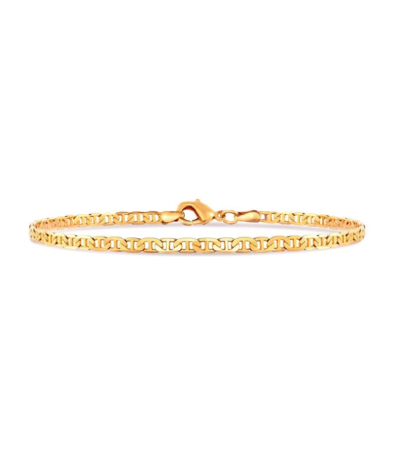 Barzel 18K Gold Plated Flat Marina Link Anklet for Women - Made In Brazil (9.00) - Image 3