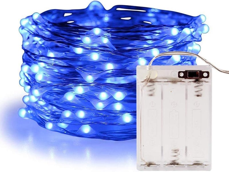 ANJAYLIA 10Ft/3M 30leds Blue Fairy Lights Battery Operated String Lights for Party Home Festival Decorations - Image 1