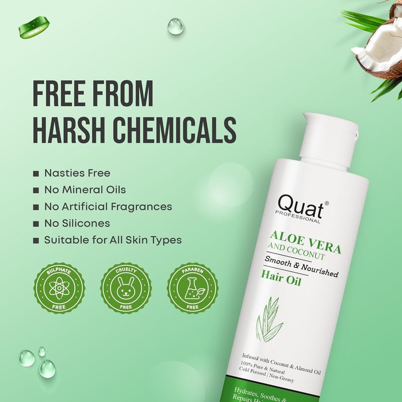 QUAT Aloevera And Coconut Hair Growth Oil Hydrates Soother Repairs Hair Hair Oil 200 ml - Image 4