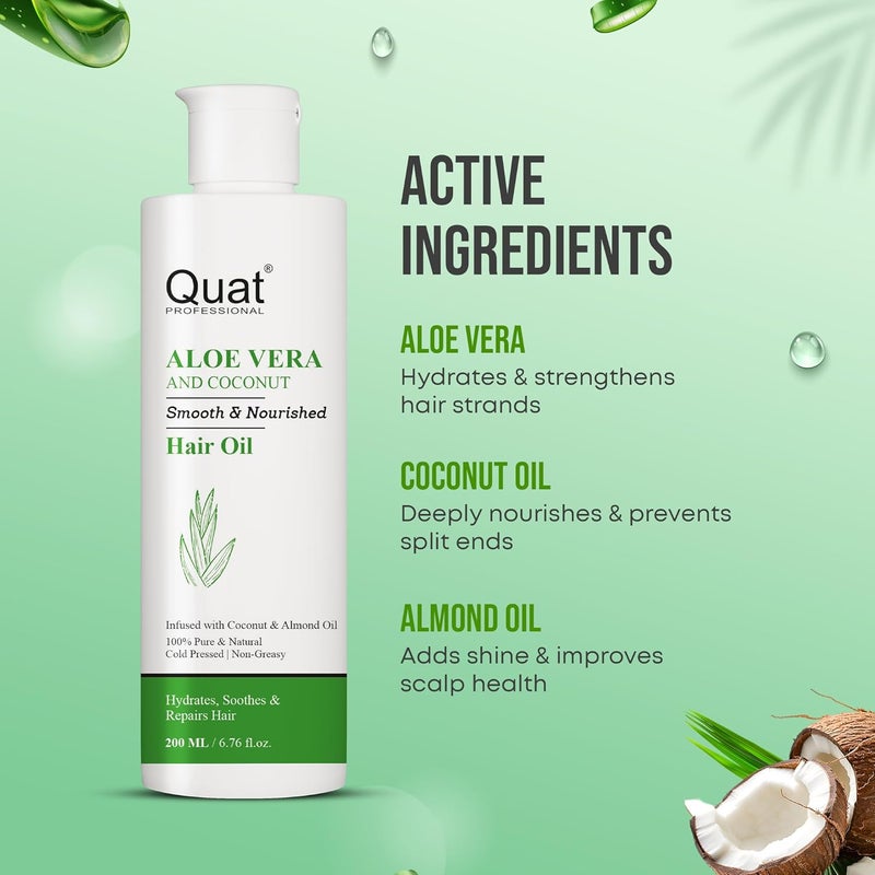 QUAT Aloevera And Coconut Hair Growth Oil Hydrates Soother Repairs Hair Hair Oil 200 ml - Image 5