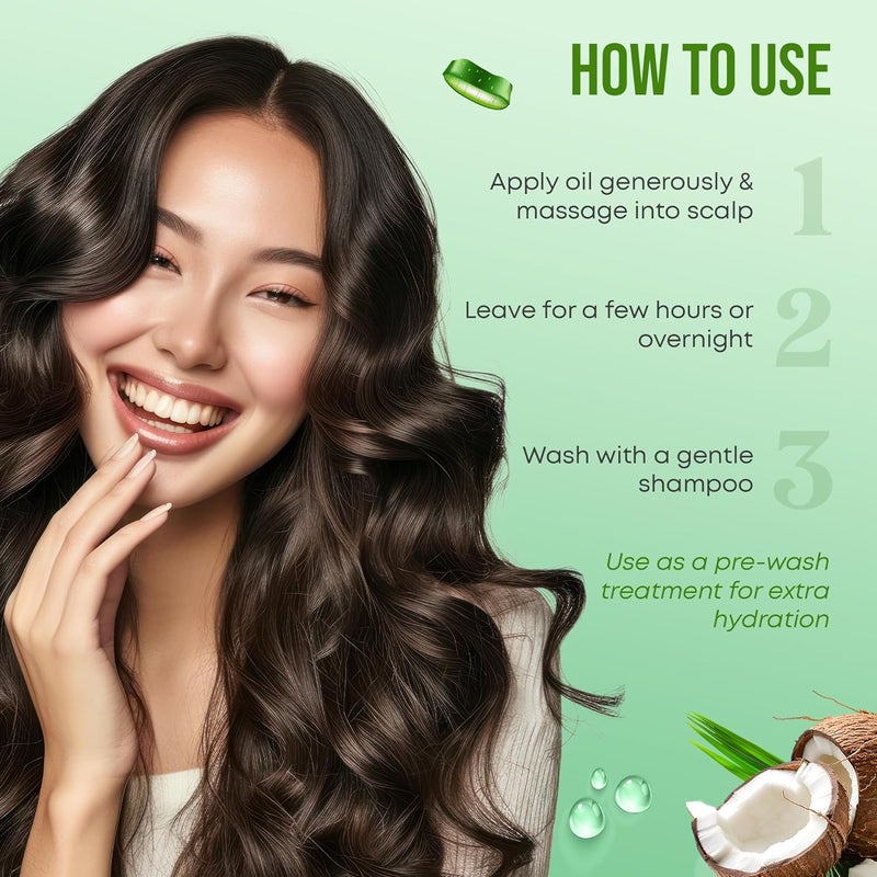 QUAT Aloevera And Coconut Hair Growth Oil Hydrates Soother Repairs Hair Hair Oil 200 ml - Image 2