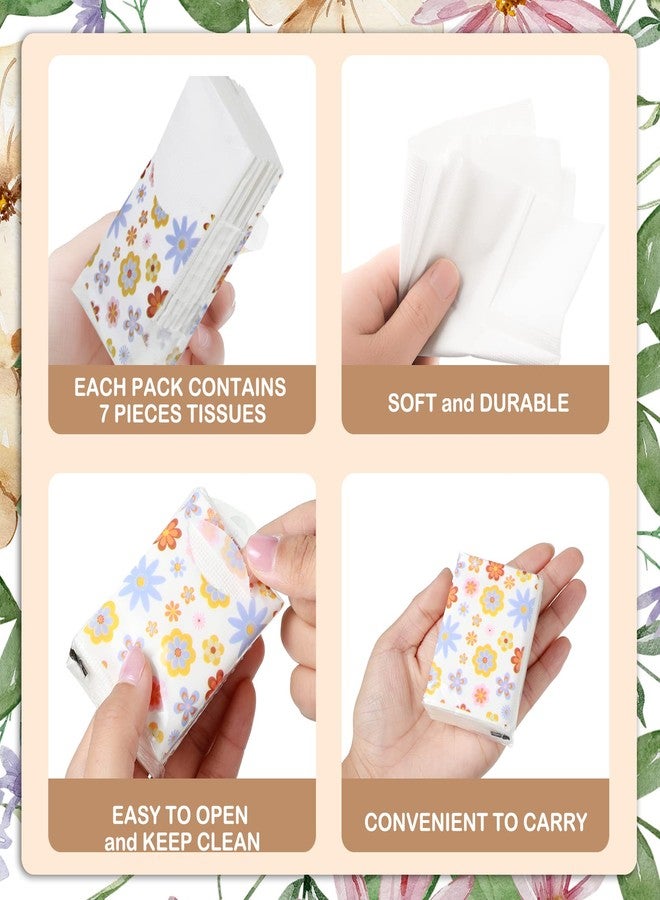 Sinmoe 50 Pack Back to School Pocket Tissues for Classroom Travel Packs Bulk 3 Ply Small Floral Travel Facial Individual Tissue Pocket Size for Wedding Holiday Party Supplies, 7 Sheets Each - Image 4