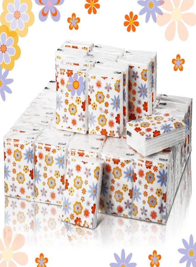 Sinmoe 50 Pack Back to School Pocket Tissues for Classroom Travel Packs Bulk 3 Ply Small Floral Travel Facial Individual Tissue Pocket Size for Wedding Holiday Party Supplies, 7 Sheets Each - Image 1