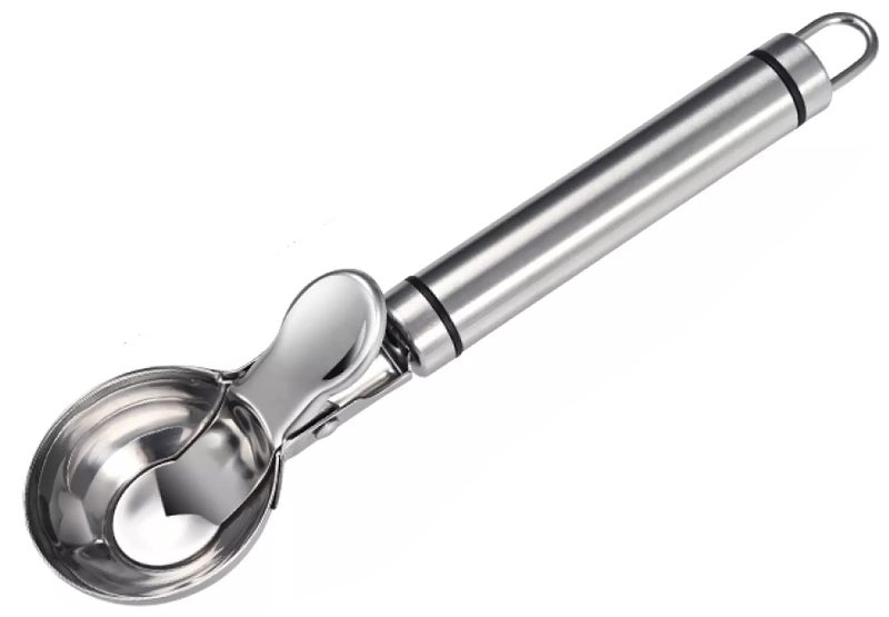 Iktu Solid Stainless Steel Ice Cream Scoop,Stainless Steel Ice Cream Spoon with Easy Trigger, Dipper for Fruits, Water Melon Scoop - Image 1